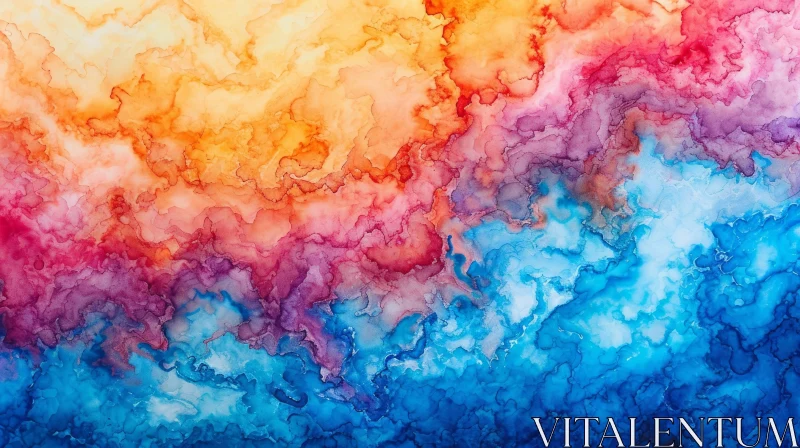 Vivid Abstract Painting: Colorful Wave-Like Energy AI Image