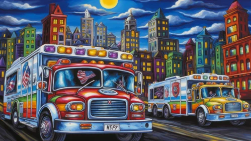 City Night Ambulance Painting