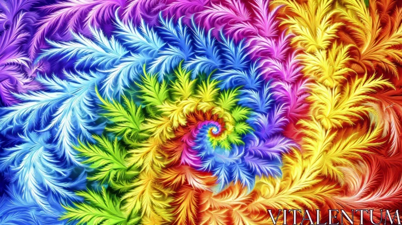 Colorful Spiral Feathers Artwork AI Image