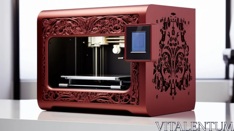 Exquisite 3D Printer with Touchscreen on White Table AI Image