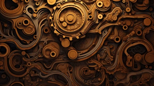 Intricate Steampunk Mechanical Background