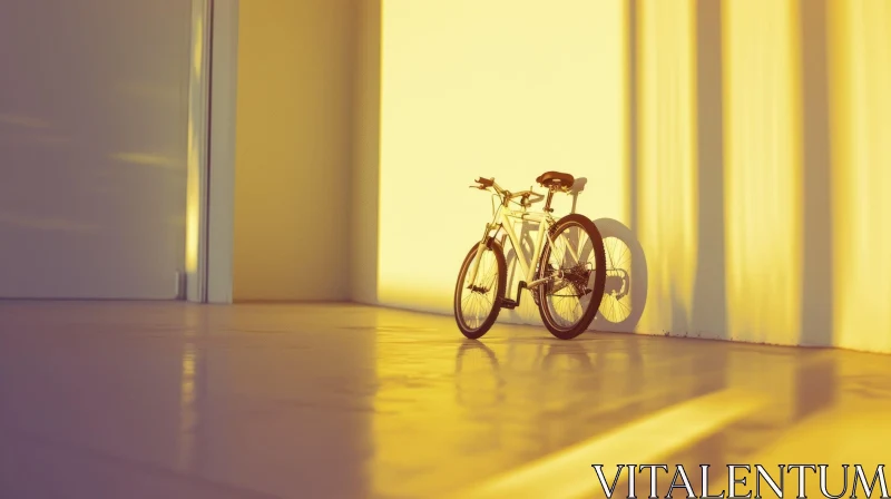 Minimalist White Bicycle in Serene Interior AI Image