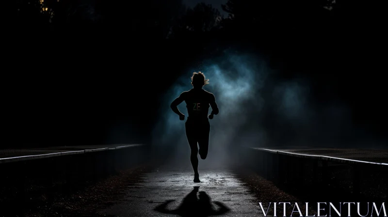 Night Runner Silhouette on Track with Number 23 Vest AI Image