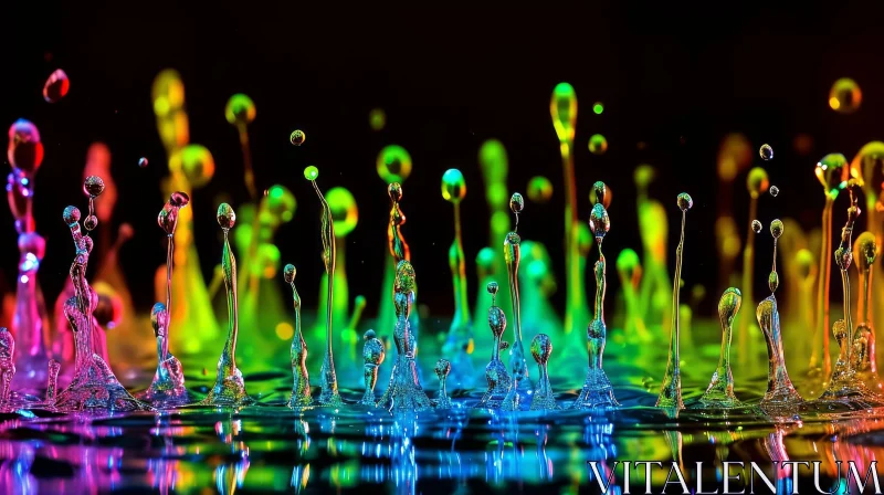 Rainbow Water Droplets Close-up Art AI Image