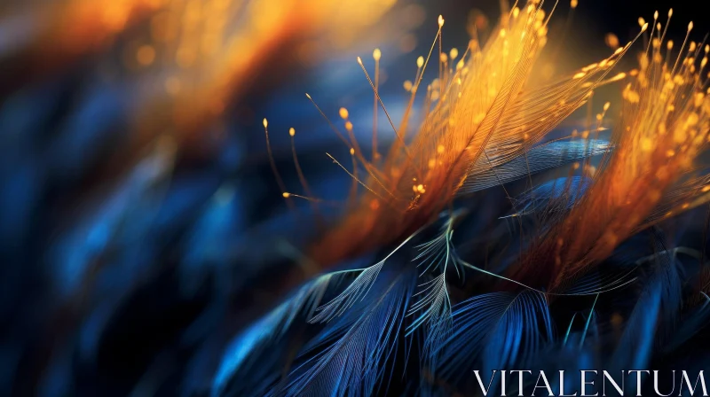 AI ART Blue and Yellow Feather Close-Up - Nature Beauty