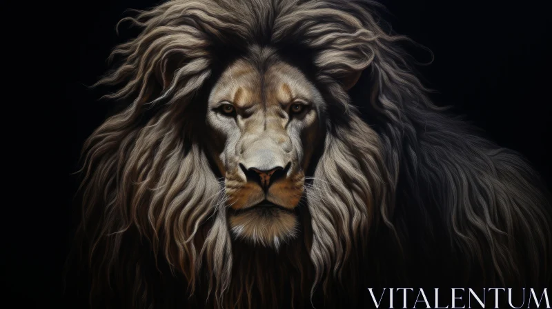 Realistic Lion's Head Painting AI Image