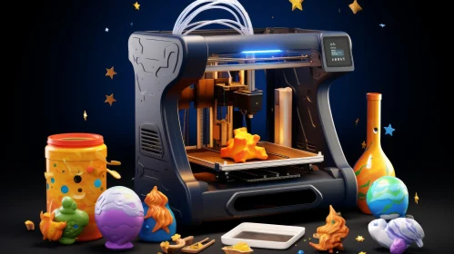 3D Printer Creating Toy Model - Captivating Technology Art