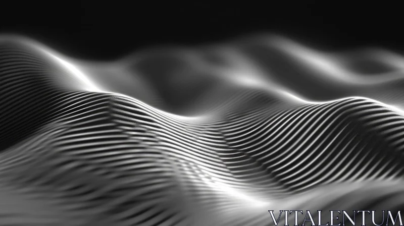 Intriguing Black and White Abstract Background with Wavy Surface AI Image