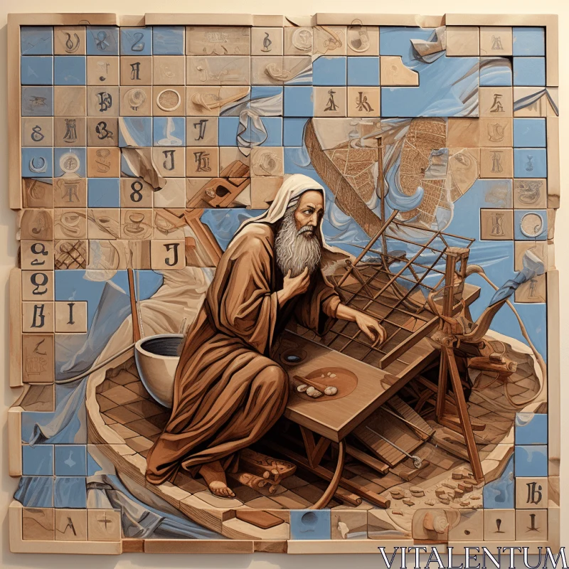 Enigmatic Wooden Engraving of the Prophet Jacob | Captivating Art AI Image