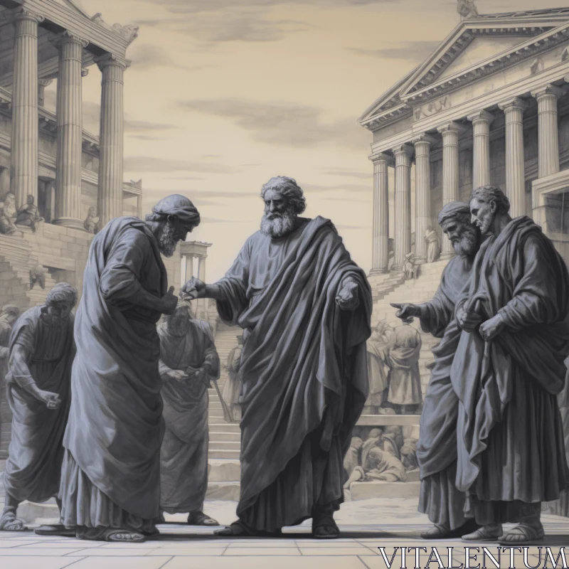 Ancient Greek Culture: Detailed Hyperrealistic Drawing AI Image
