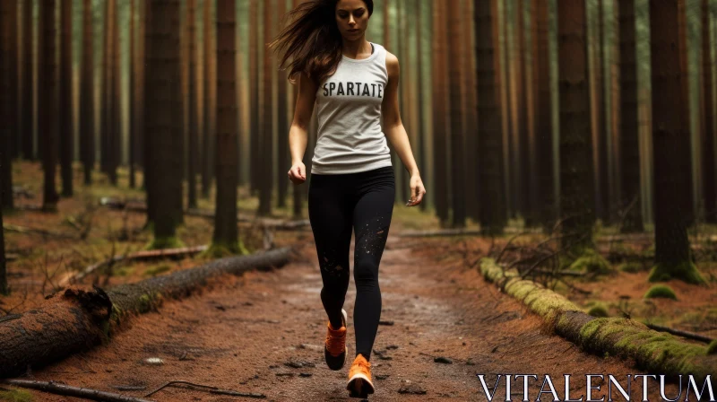 AI ART Enchanting Forest Scene with Young Woman Running