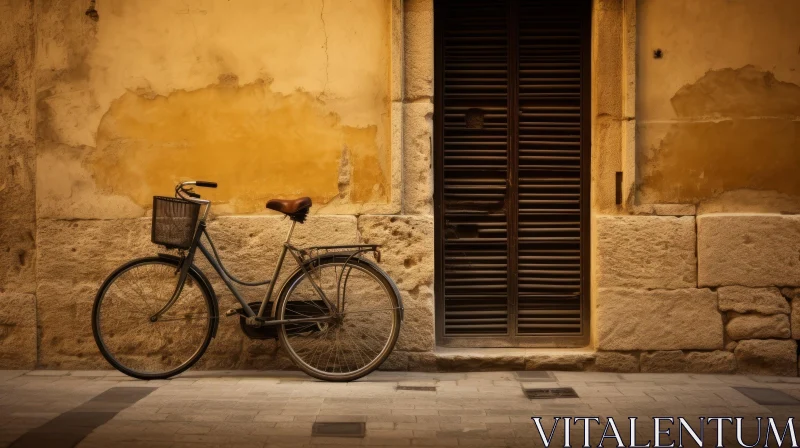 Vintage Bicycle Parked Next to Wooden Door AI Image