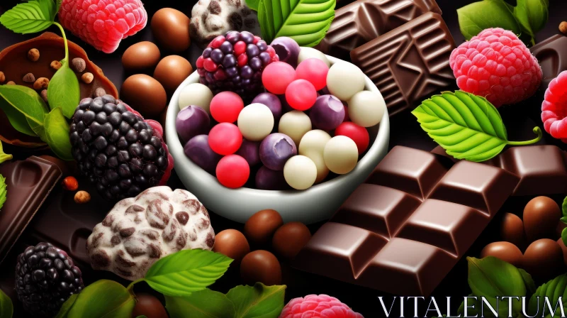 Delicious Chocolates and Berries - Close-up Food Photography AI Image