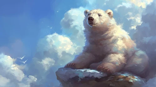 Majestic Polar Bear Painting in Arctic Setting