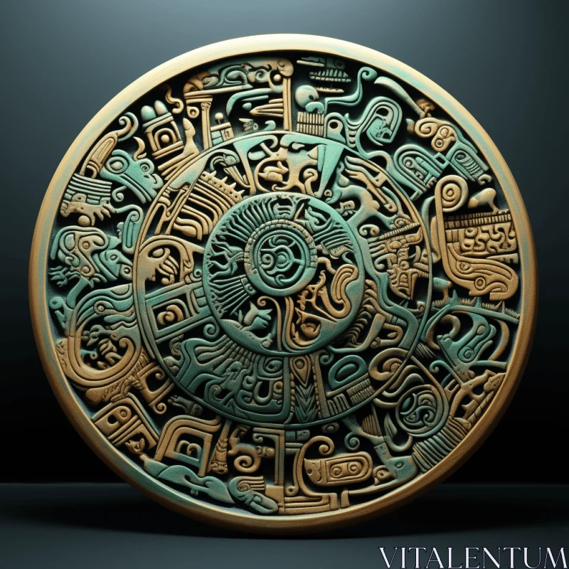 Mayan Calendar Ceramic 3D Frame | Animal Motifs | Mende Art AI Image