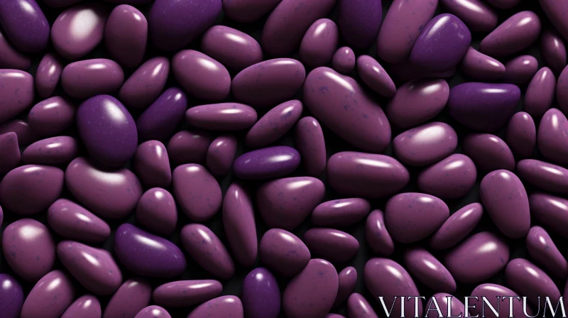 AI ART Close-up of Smooth Purple Pebbles on a Black Background