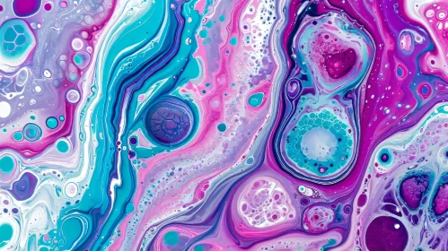Colorful Abstract Painting with Swirls in Circular Pattern