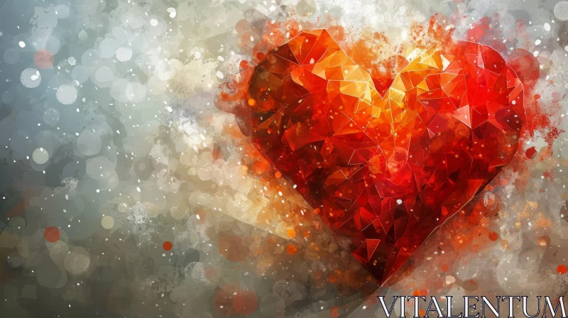 Red Heart Watercolor Painting - Dreamy Valentine's Day Art AI Image