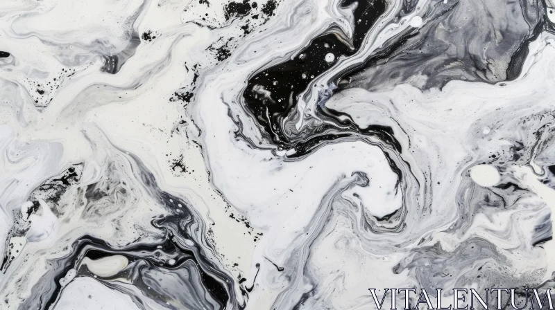 Black and White Abstract Painting | Marbled Effect Artwork AI Image