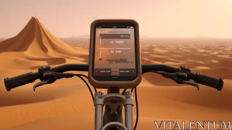 Futuristic Cyclist Riding in Desert Landscape AI Image