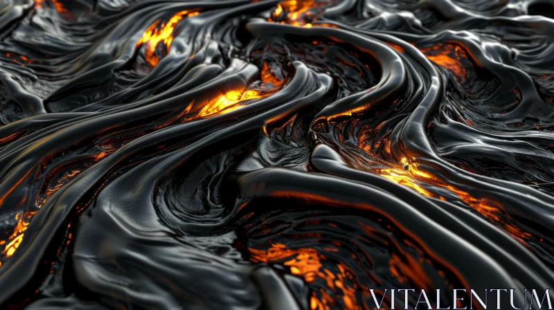 Intriguing Molten Metal Surface Close-Up AI Image