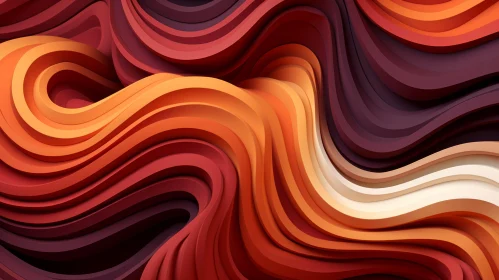 Abstract 3D Rendering with Wave Shapes and Vibrant Colors