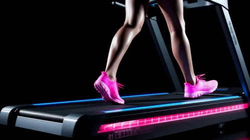 Energetic Woman Running on Treadmill - Fitness Motivation
