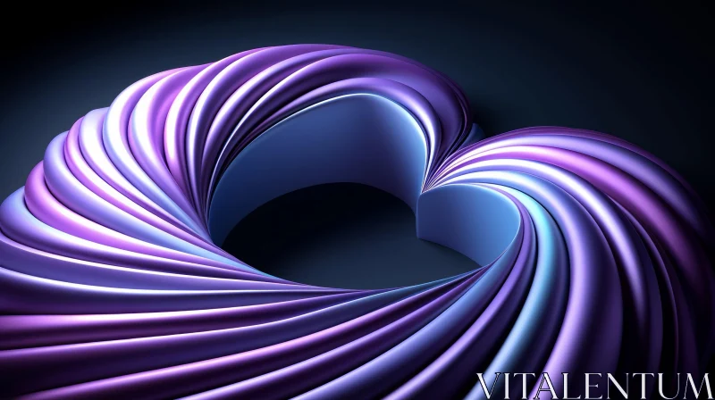 Intriguing Purple Metallic Heart Sculpture on Blue Background AI Image