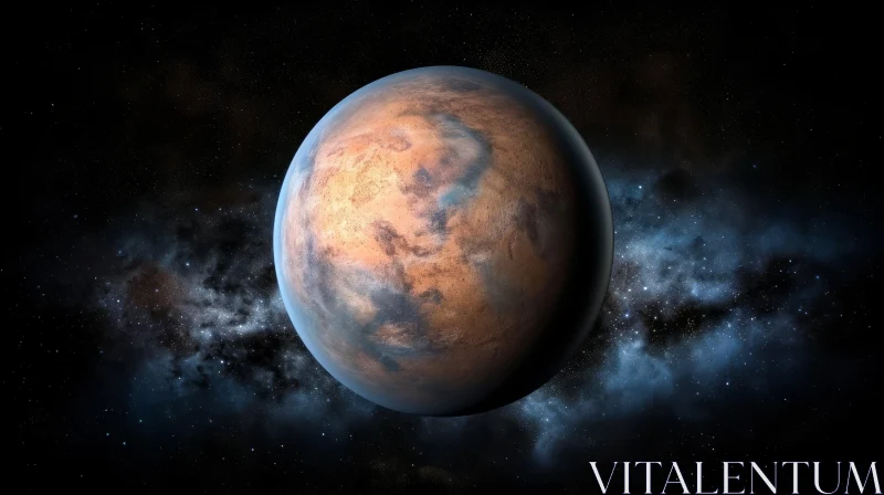 Enigmatic Mars-like Planet in Celestial Surroundings AI Image