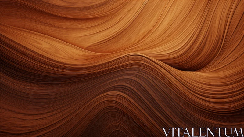 Serene 3D Wooden Surface with Flowing Waves AI Image
