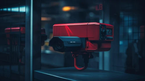 Red Security Camera: Futuristic 3D Rendering