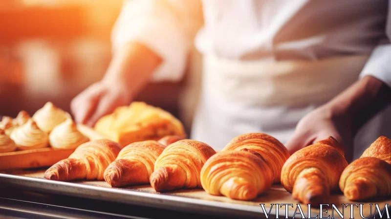 Exquisite Croissants: A Baker's Masterpiece AI Image