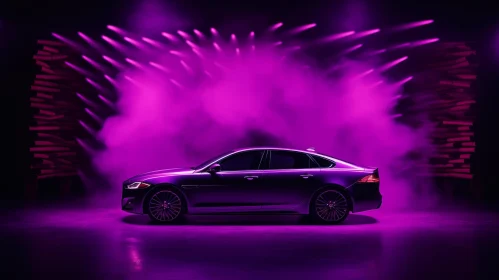 Luxury Purple Car in Dark Room