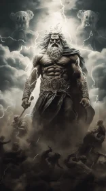 Powerful God in Front of Storm Clouds - Detailed Character Design