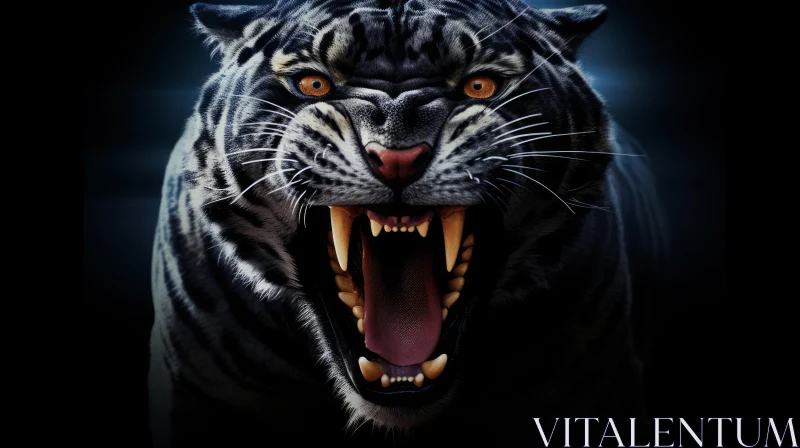Intense Tiger Digital Painting AI Image