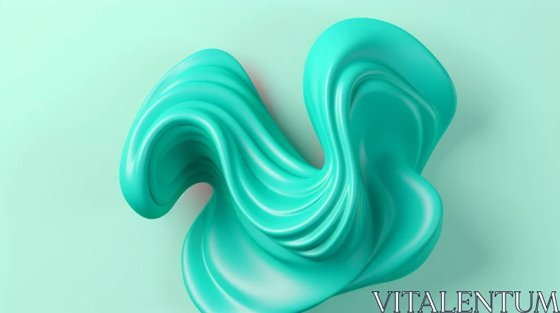 AI ART Abstract Turquoise Shape on Turquoise Background - 3D Rendering