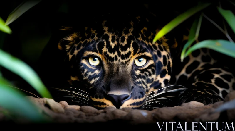 Black Panther in Shadows - Wildlife Predator in Jungle AI Image