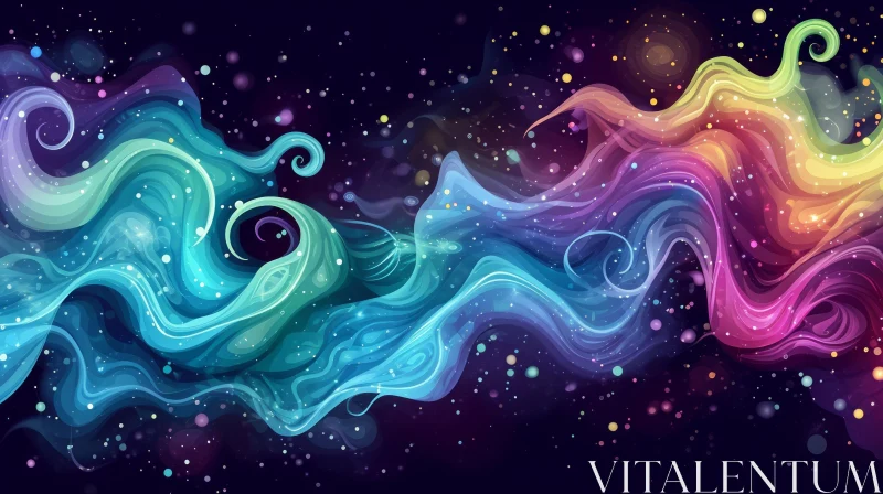 Colorful Swirling Waves Abstract Painting AI Image