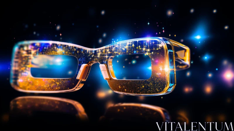 Futuristic Transparent Glasses with Golden Glitter | 3D Rendering Illustration AI Image