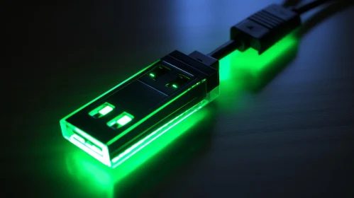Green Illuminated USB Flash Drive - Abstract Art