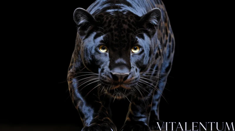 Intense Black Panther Staring - Wildlife Photography AI Image