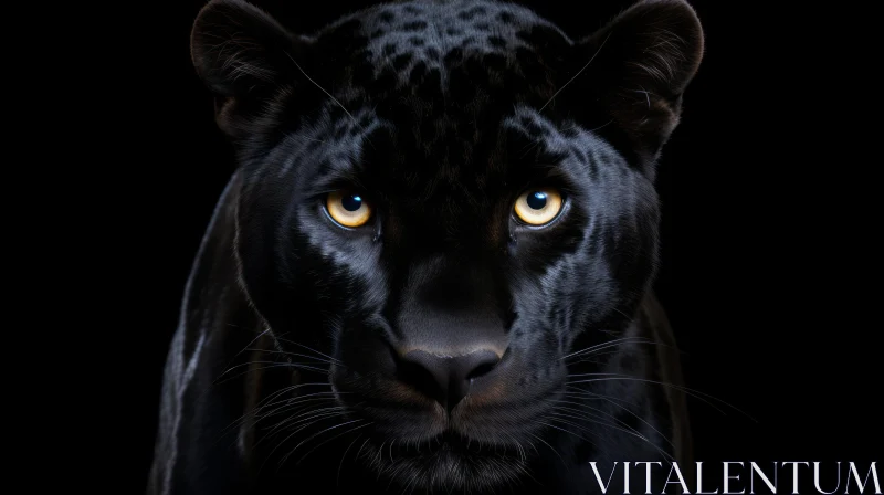 Intense Close-up of a Black Panther - Powerful Image AI Image
