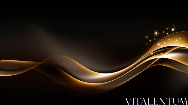 Golden Wave Abstract Art Background AI Image