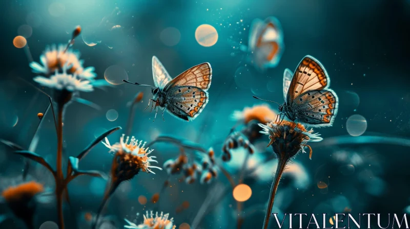 Orange Butterflies on Flower - Nature Dream AI Image