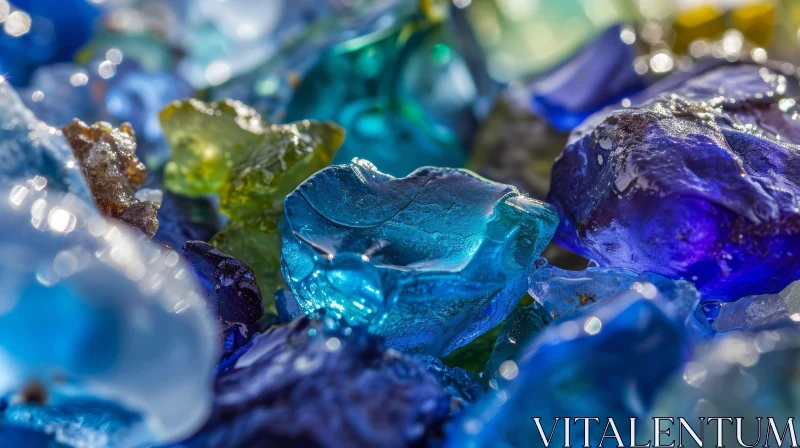 Colorful Sea Glass Close-Up | Frosted Glass Texture AI Image