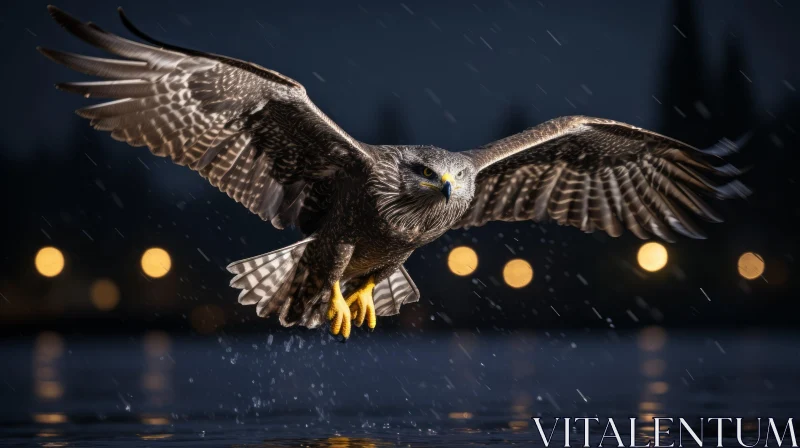 Majestic Eagle in Flight over Lake AI Image