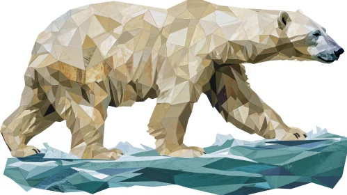 Polar Bear on Ice: Digital Collage Art