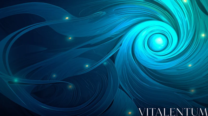 Blue and Black Abstract Background with Glowing Spiral AI Image