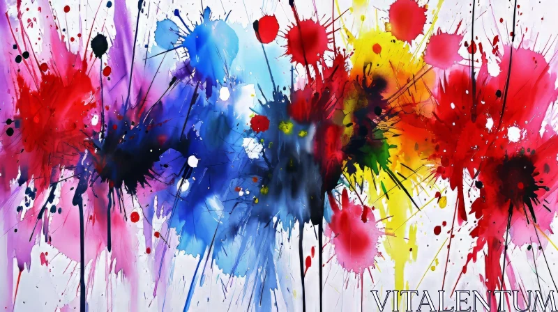 Colorful Watercolor Paint Splatter Art AI Image
