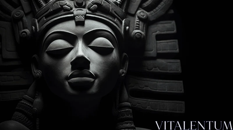 Captivating Egyptian Goddess Statue: A Fusion of Chiaroscuro and Traditional Chinese Art AI Image